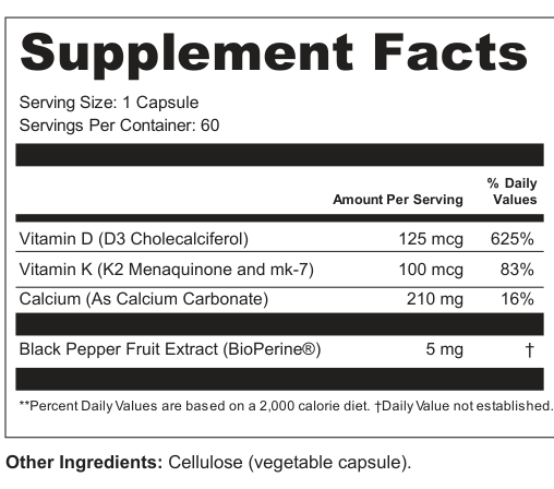 Supplement Facts for Celest Arc